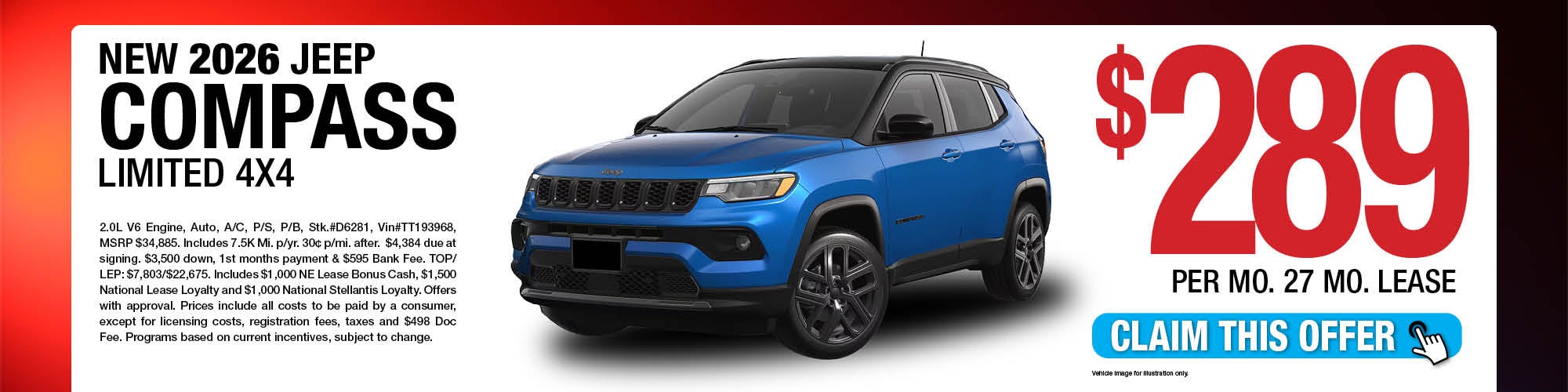 2026 Jeep Compass Limited 4x4 Lease Offer