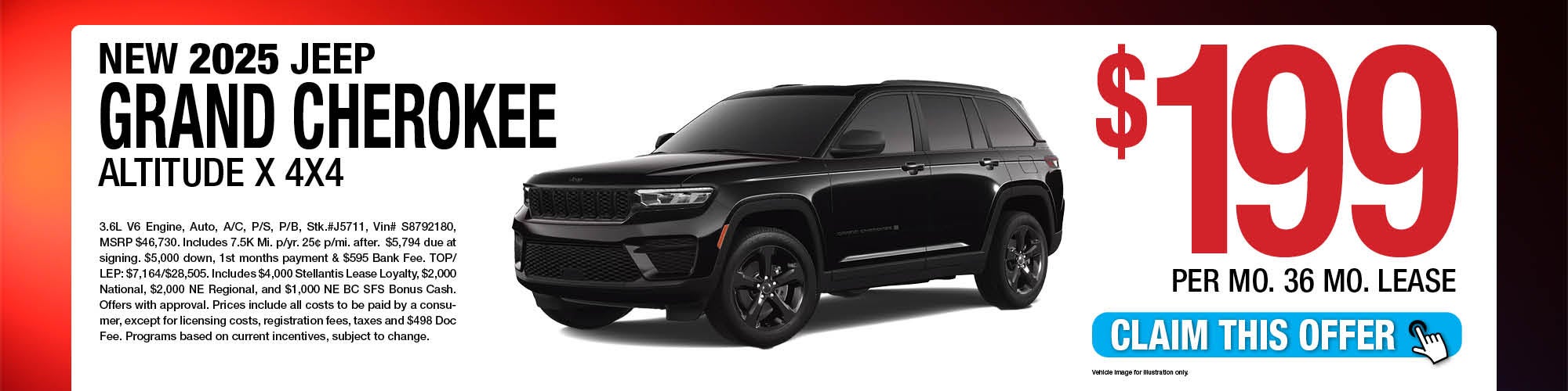 2025 Jeep Grand Cherokee Altitude X 4x4 Lease Offer