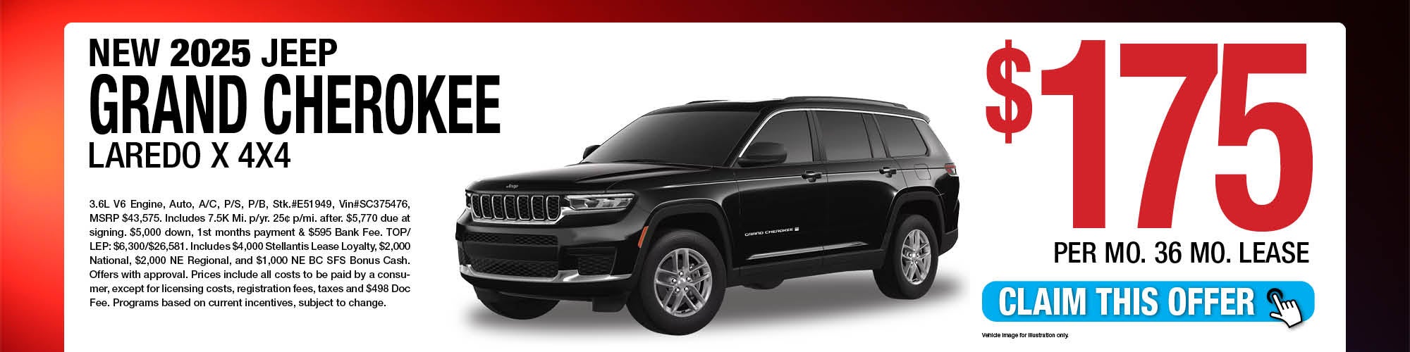 2025 Jeep Grand Cherokee Laredo X 4x4 Lease Offer